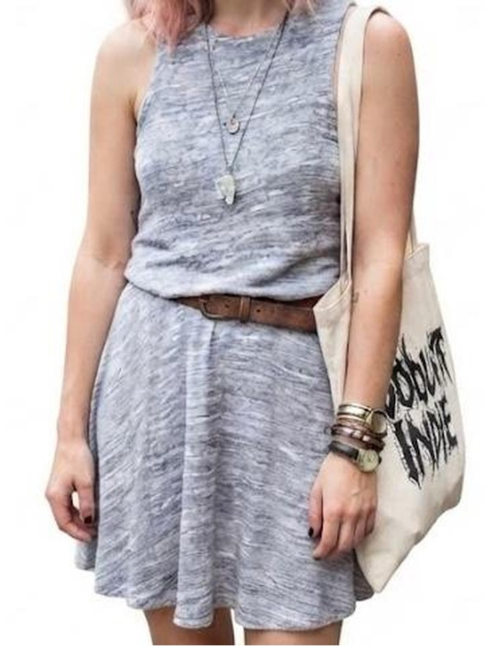 Grey State Light Heather Gray Sleeveless Knit Mini Dress